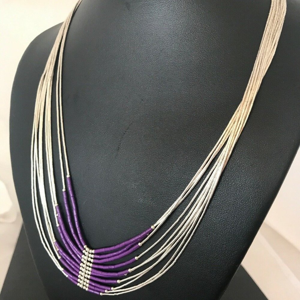 Purple stone Sterling Silver Necklace Pendant Ln 19